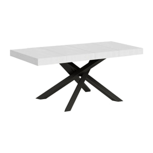 Table extensible 90x140/244 cm Volantis Premium Frêne Blanc cadre Anthracite