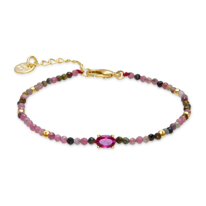 Pulsera de Turmalina Multicolor acabada en oro amarillo de 18k
