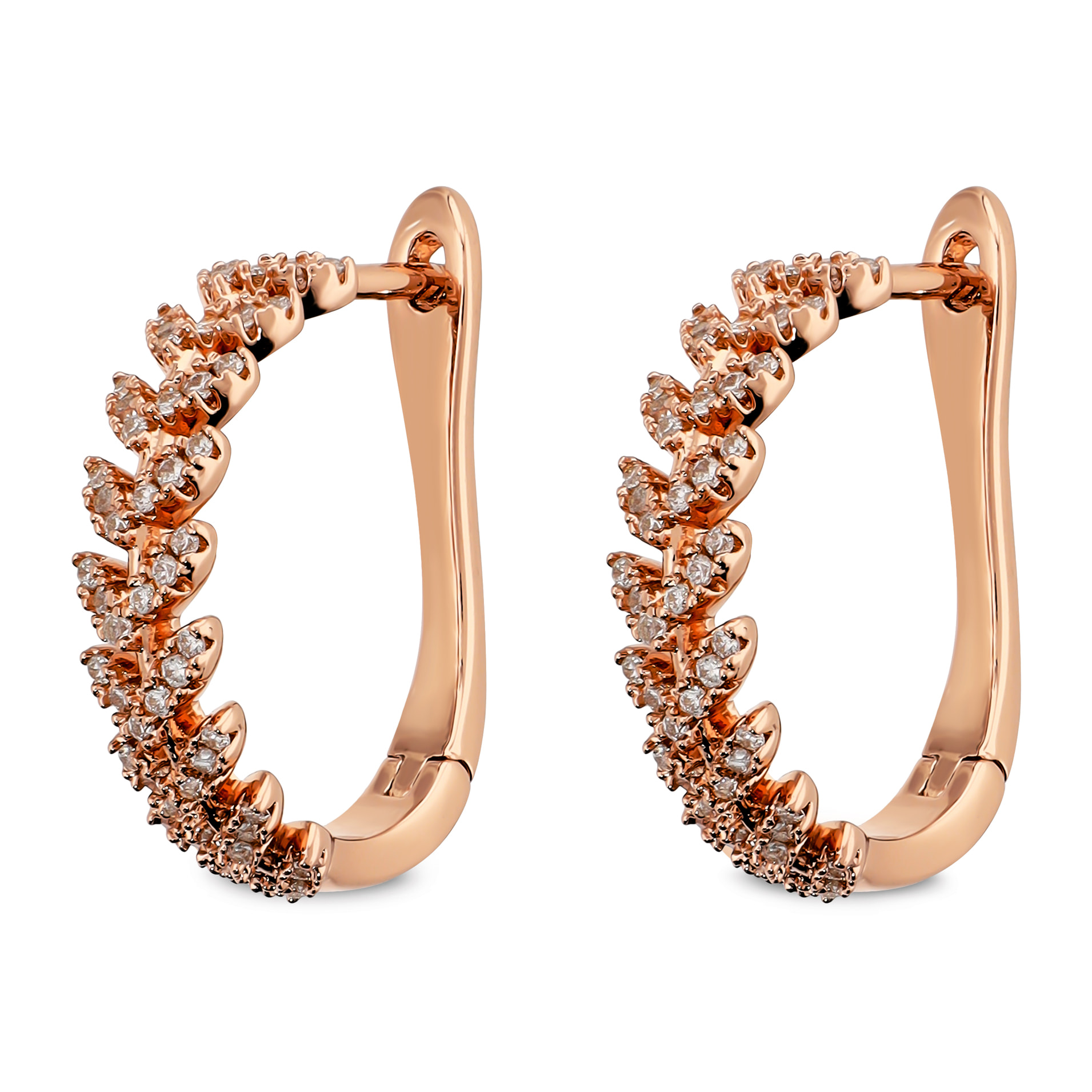 Orecchini a Cerchio con Elementi a Foglia in Cubic Zirconia