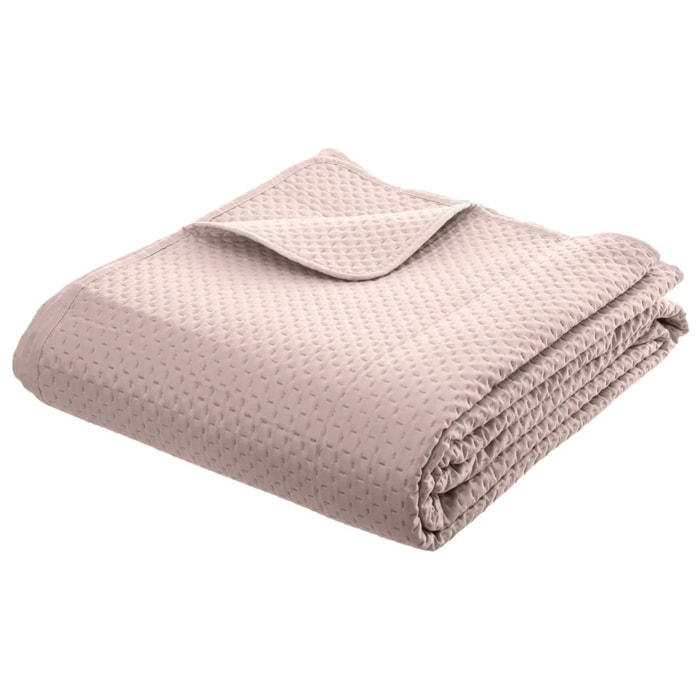 Dessus de lit + 2 taies "Dolce" rose poudré - 260x240 cm