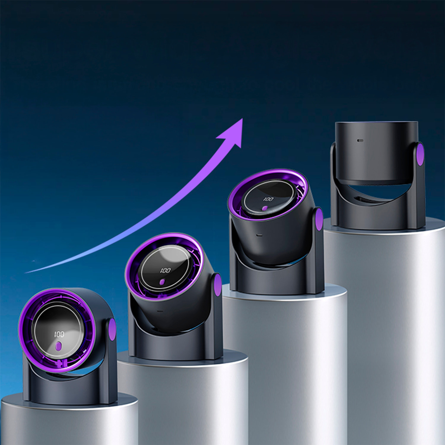 Ventilador de sobremesa con 5 velocidades y pantalla LCD.