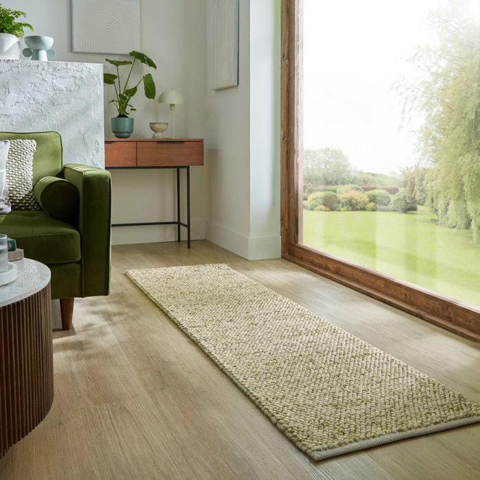 Tapis laine bouclée de couloir MINERALS Vert