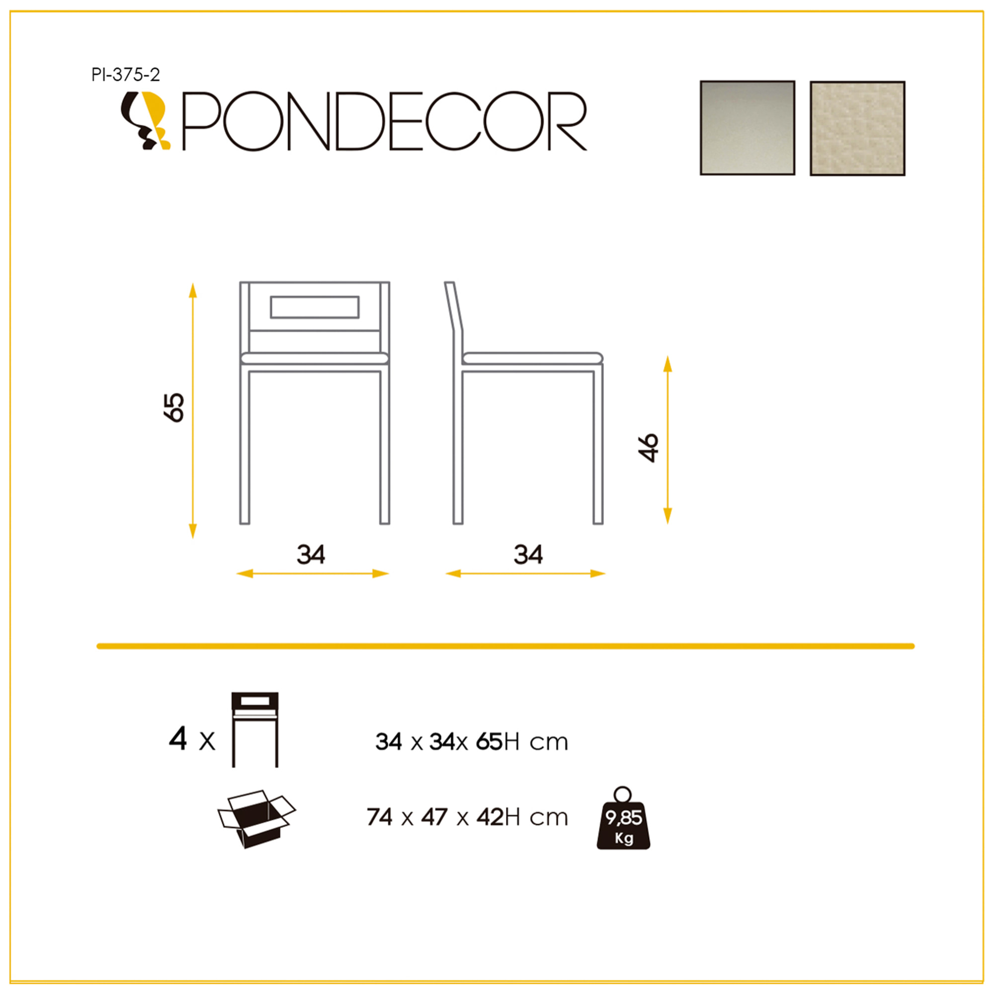 Set de 4 taburetes – Polipiel y metal