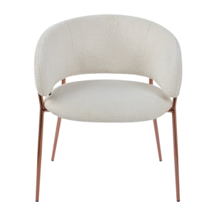 Set 2 sedie in tessuto teddy crema con gambe metallo - Cloud