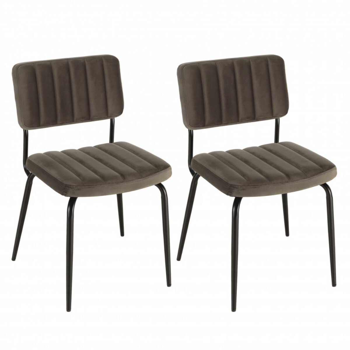 ALBANE - Lot de 2 chaises velours gris foncé pieds en métal noir