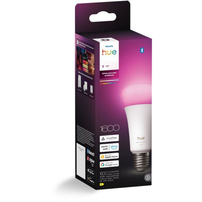 Ampoule LED connectée PHILIPS HUE E27 White&Color Ambiance 100W