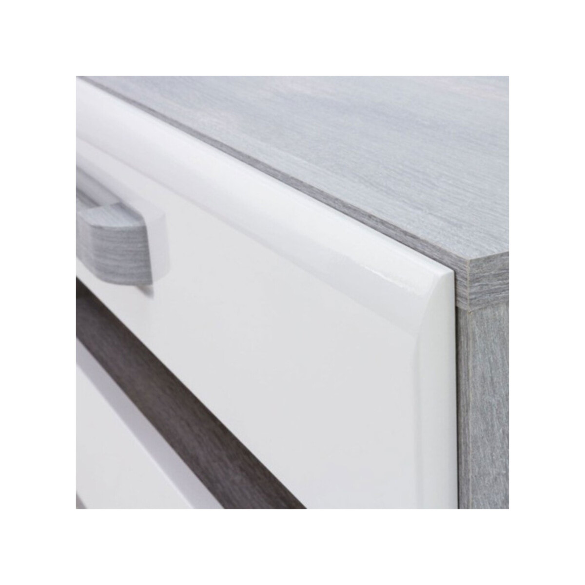 Meuble TV bas blanc laqué décor gris - SENSATION