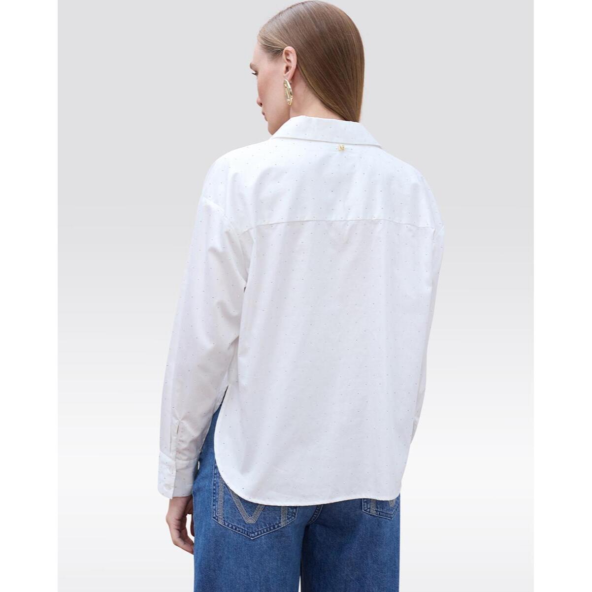 Camicia in popeline con dettagli in strass