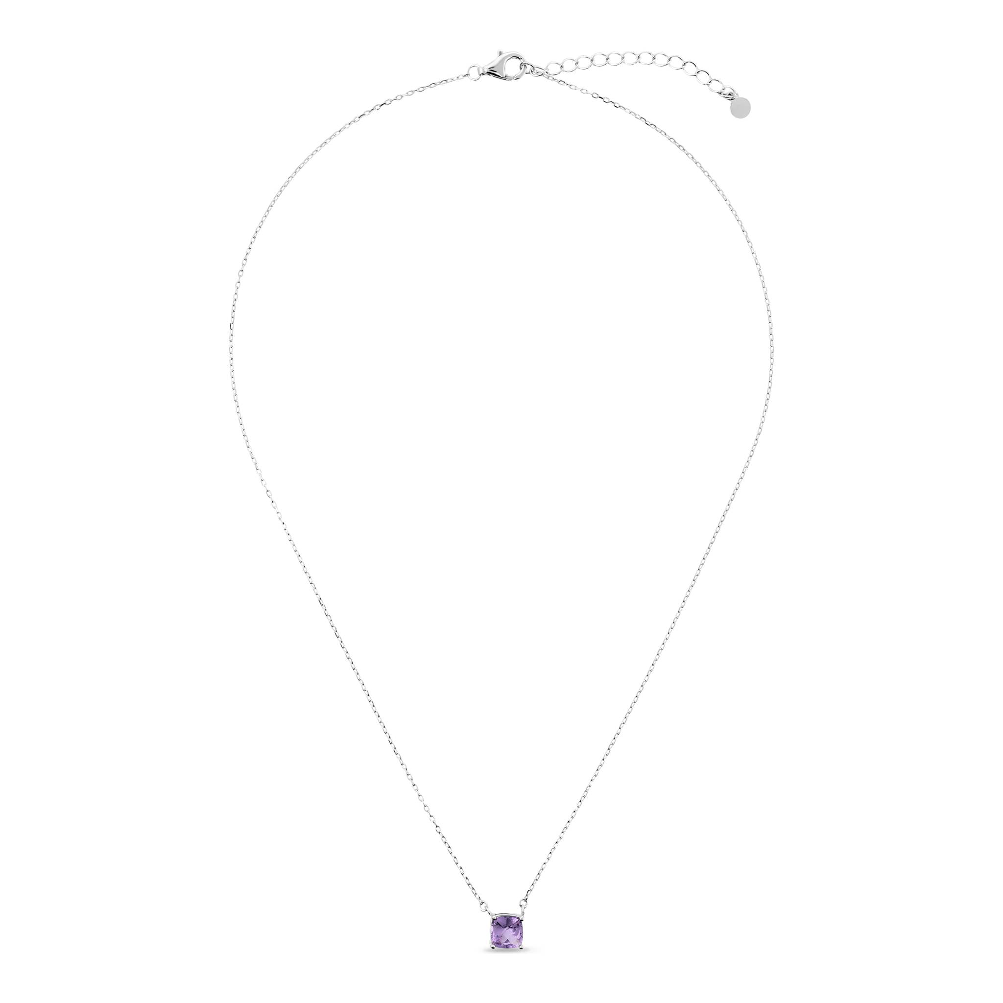 Collana in Argento 925 con Ciondolo in Pietra Prisma Gem Viola
