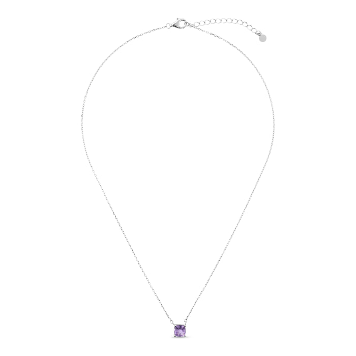 Collana in Argento 925 con Ciondolo in Pietra Prisma Gem Viola