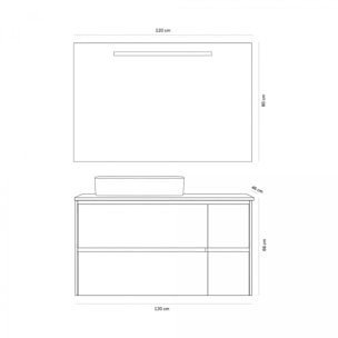 Ensemble de salle de bain JOB TOP Alday, 120cm, Blanc Mat