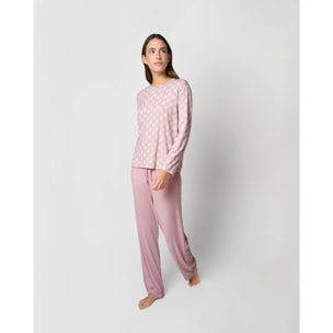 Pijama largo suave upepo rosa
