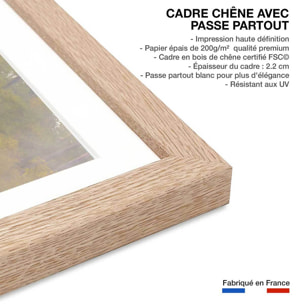 Affiche paysage oies sauvages Affiche + cadre en bois - Chêne