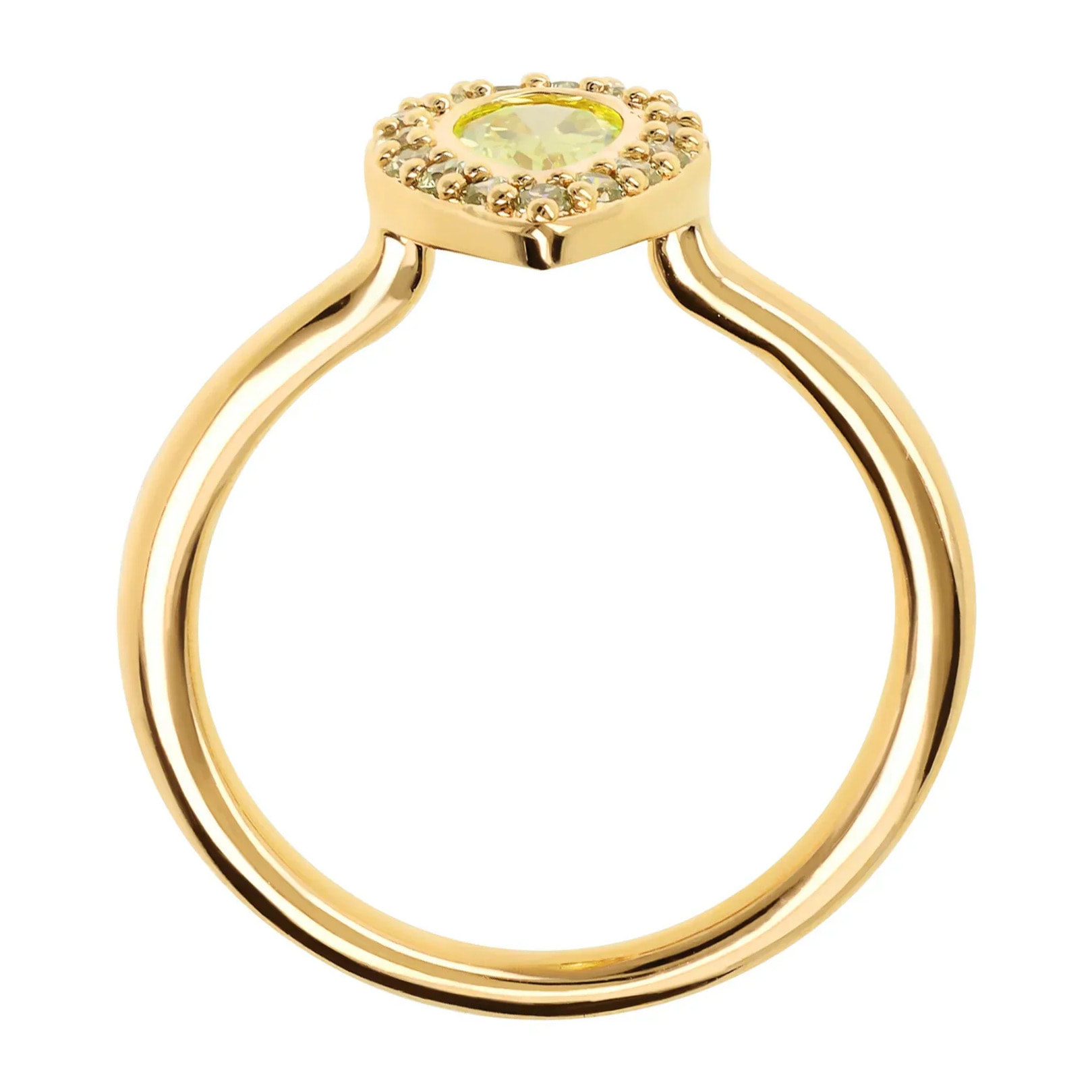 Anello Solitario Golden con Goccia in Cubic Zirconia Gialla