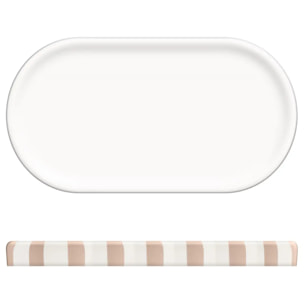 Plateau Strio 24cm rayures rose blé en grès