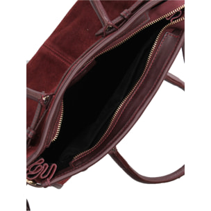 Borsa a spalla da donna Made in Italy - Modello Novara Ultra - Pelle scamosciata - 31.5 x 20.0 x 14.0 cm