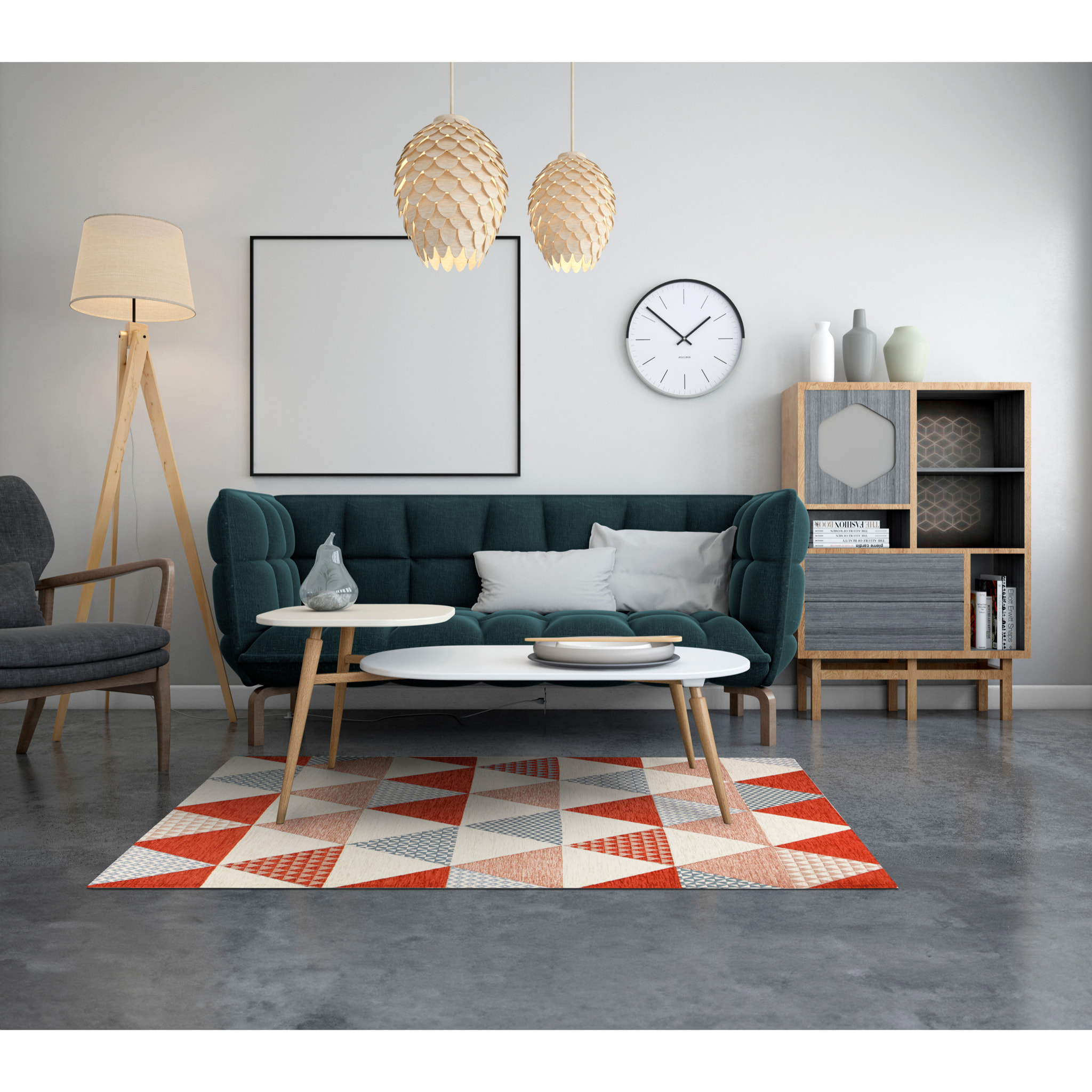 TAPPETO ARREDO TRIANGOLI RUGGINE CON FONDO ANTISCIVOLO