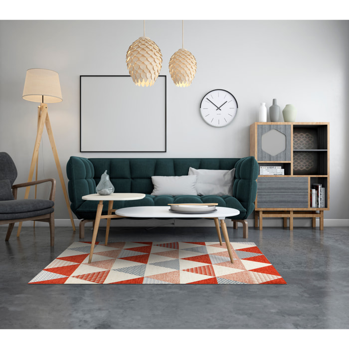 TAPPETO ARREDO TRIANGOLI RUGGINE CON FONDO ANTISCIVOLO