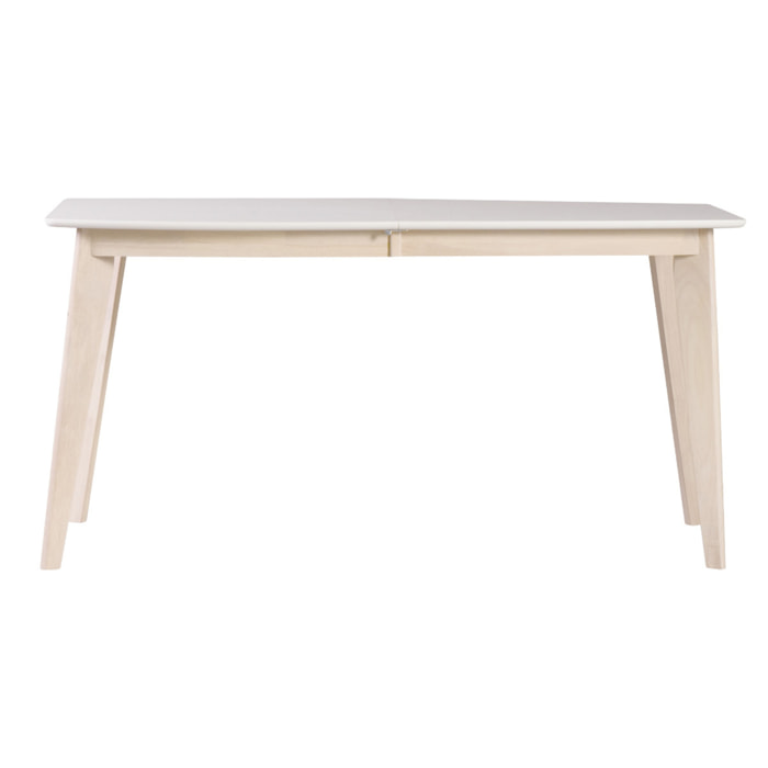 Table à manger extensible scandinave blanc et bois clair L150-200 cm LEENA