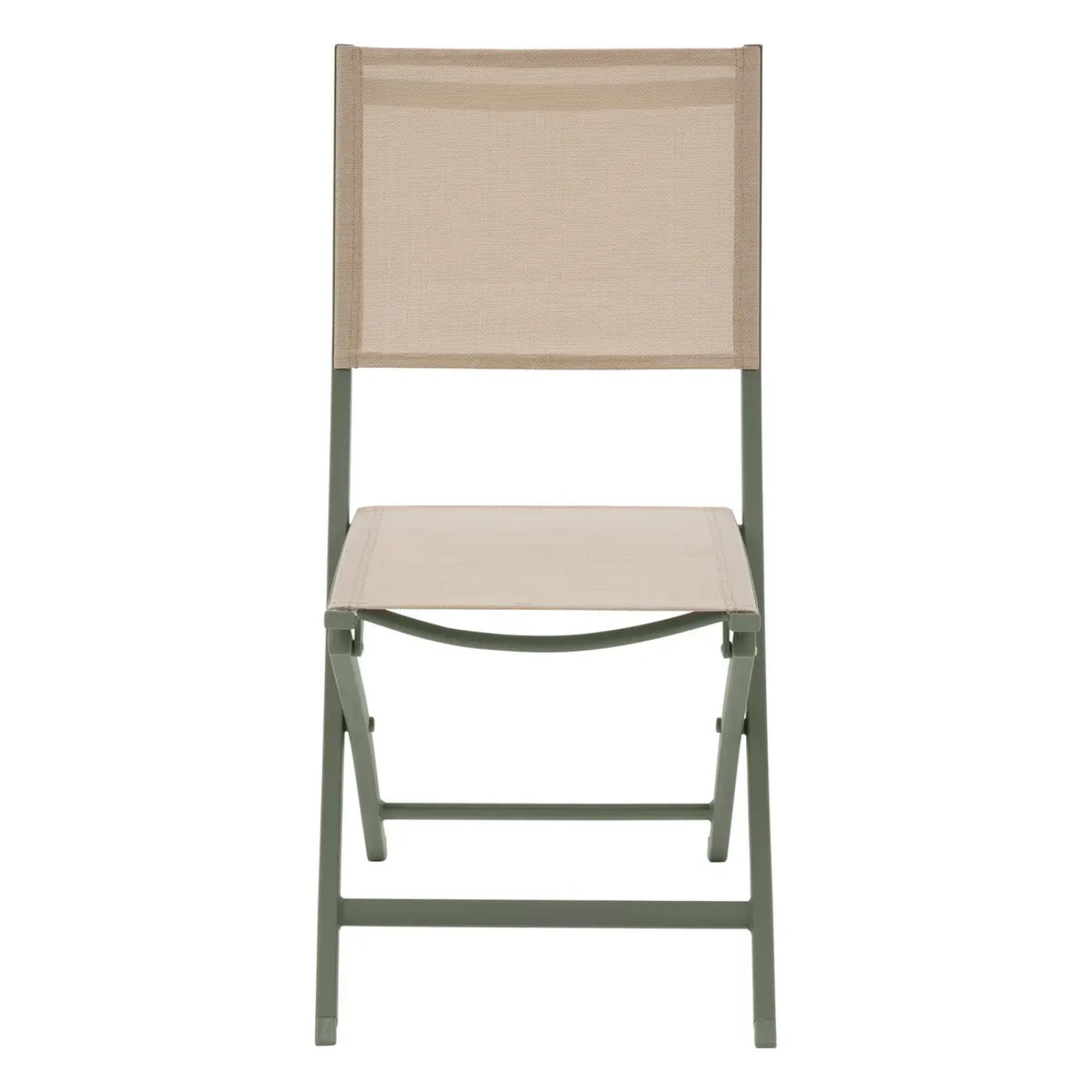 Lot de 4 chaises de jardin pliantes "Essentia" lin & vert laurier aluminium et texaline