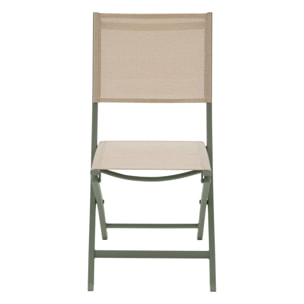 Lot de 4 chaises de jardin pliantes "Essentia" lin & vert laurier aluminium et texaline