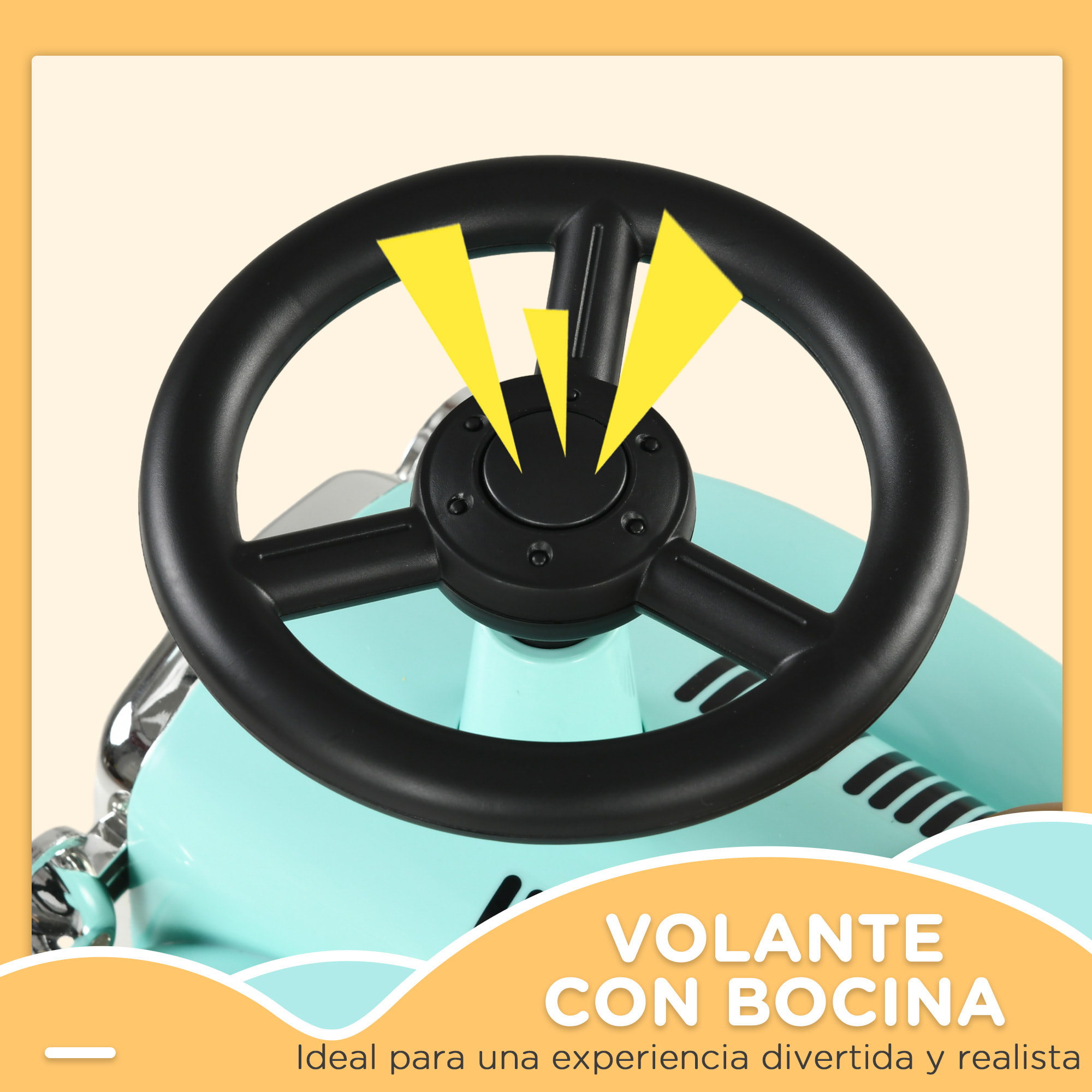 Correpasillos para Bebés de 12 a 36 Meses Coche sin Pedales con Bocina Compartimento de Almacenaje y Volante para Interior y Exterior 58x27x35 cm Verde Mint