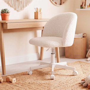Silla de escritorio tapizada en borreguito blanco 76-89,5 cm Candy Blanco