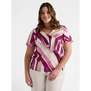 Fiorella Rubino - Blusa stampata con volant - Bordeaux