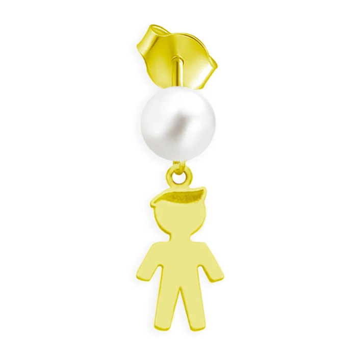 Orecchino Singolo Love Makes a Family Bimbo con Pendente Perle Argento Gold