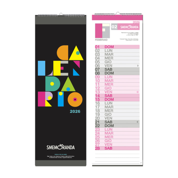 Calendario da parete (16,5x49) 2026 Smemoranda