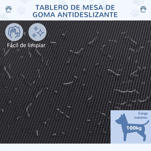 Mesa de Peluquería para Mascotas Mesa de Aseo Plegable con Estante de Almacenamiento Estructura Acero Altura Ajustable 20-80 cm 107x60x170 cm Negro