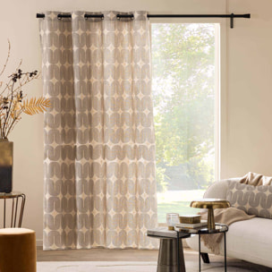 Rideau à œillets en polycoton avec motif métallisé - Noir