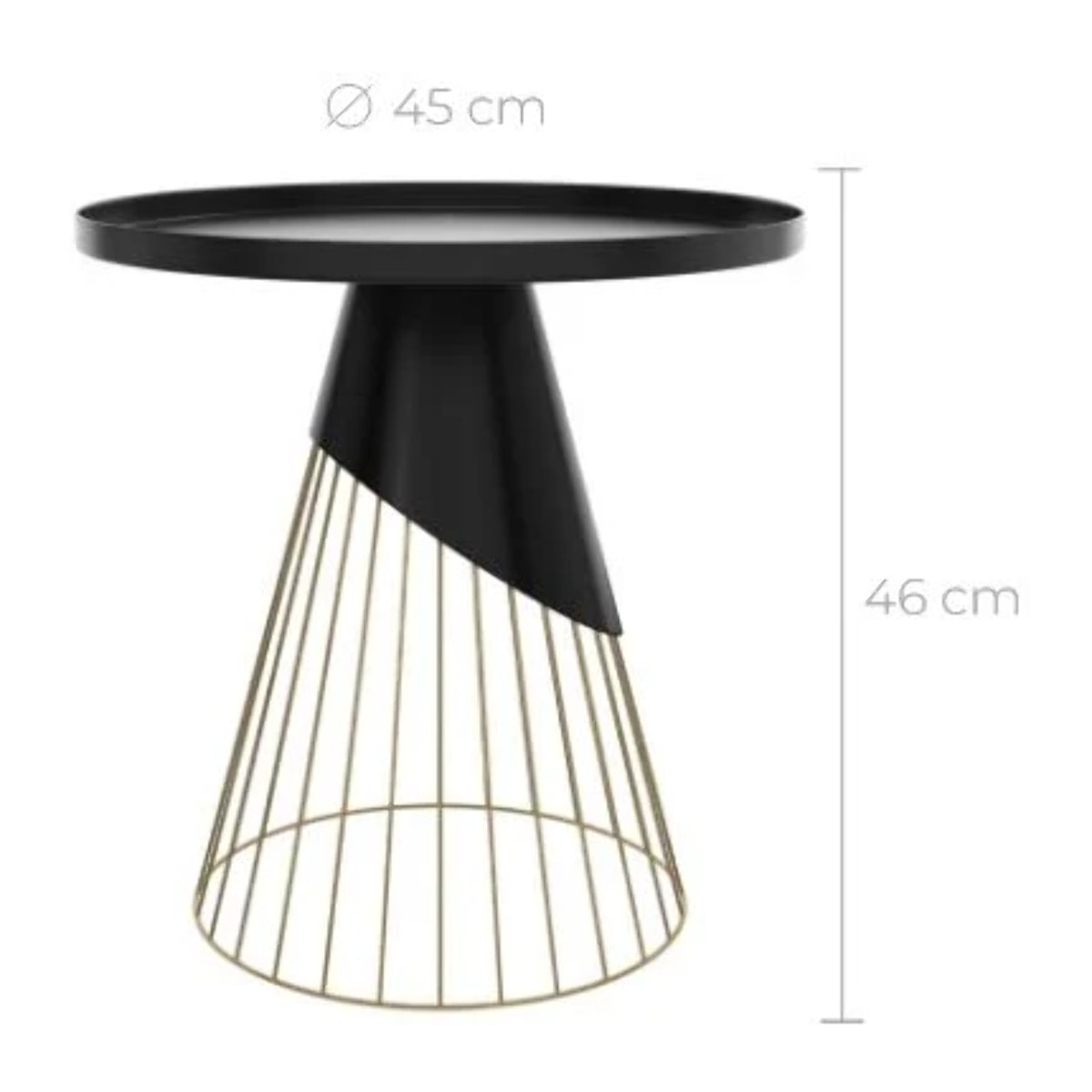 Table d'appoint ronde en métal noir et laiton D45 cm - Corry
