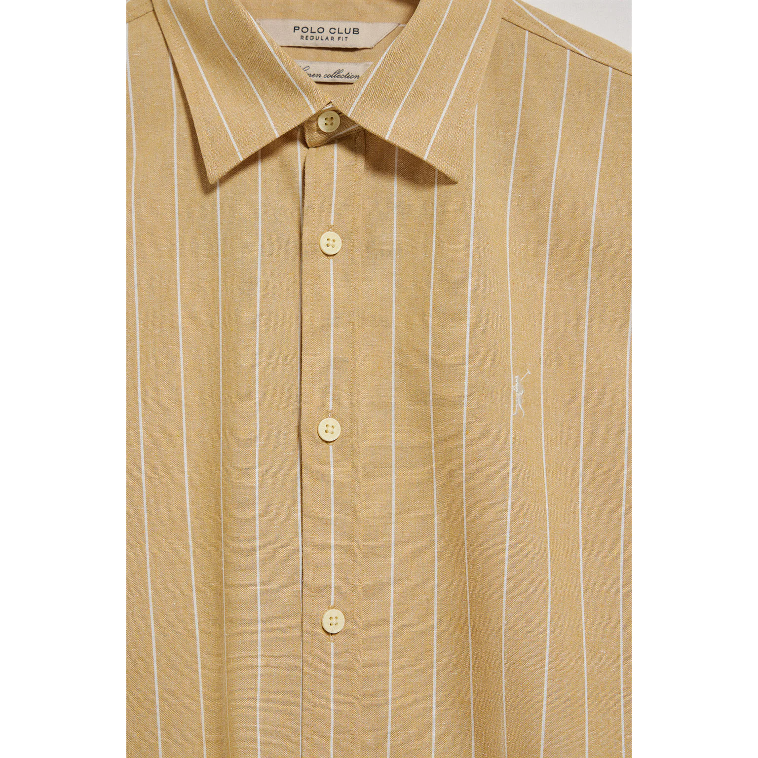 Camisa color mostaza St James a rayas regular fit con logo Rigby Go