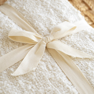 Plaid bouclette doux avec franges - Ecru