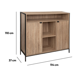 Buffet 2 portes Effet chêne naturel Aliaj
