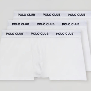 Pack de tres boxers blancos con logotipo Polo Club