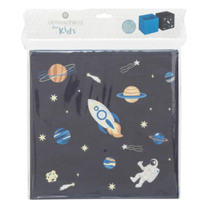 2 bacs rangements enfant "Espace" 29x29cm bleu