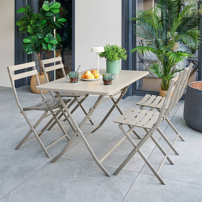 Table de jardin Greensboro 4 places pliable café 110x70cm