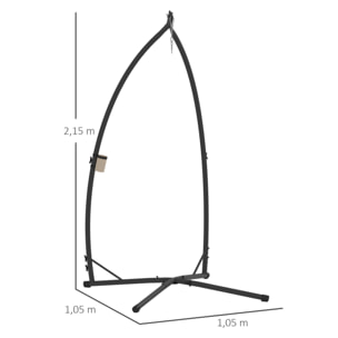 Soporte para Silla Colgante de Huevos Altura 215 cm con Estructura de Acero Base Estable y Portavaso Soporte para Silla Columpio para Patio Jardín Balcón Carga 150 kg Negro