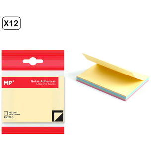 PACK 12 UNITÀ NOTE ADESIVE 100 x 75 mm 100 FOGLI MULTICOLOR