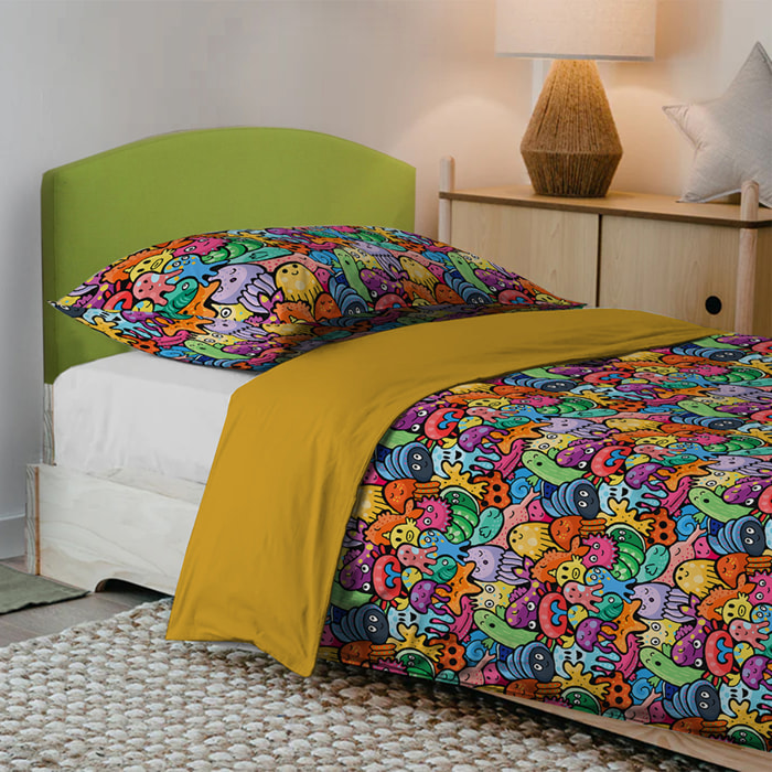 Parure copripiumino monster 100% cotone