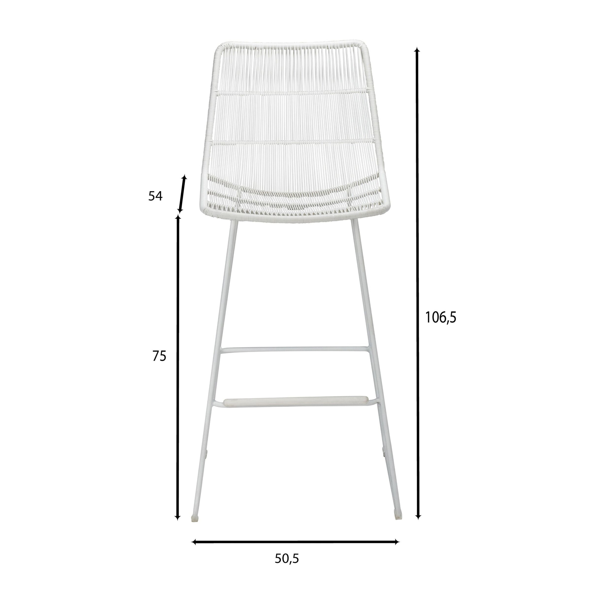 Chaise de bar extérieur en polyprolylène blanc et pieds en métal blanc CON DAO