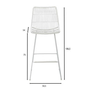 Chaise de bar extérieur en polyprolylène blanc et pieds en métal blanc CON DAO