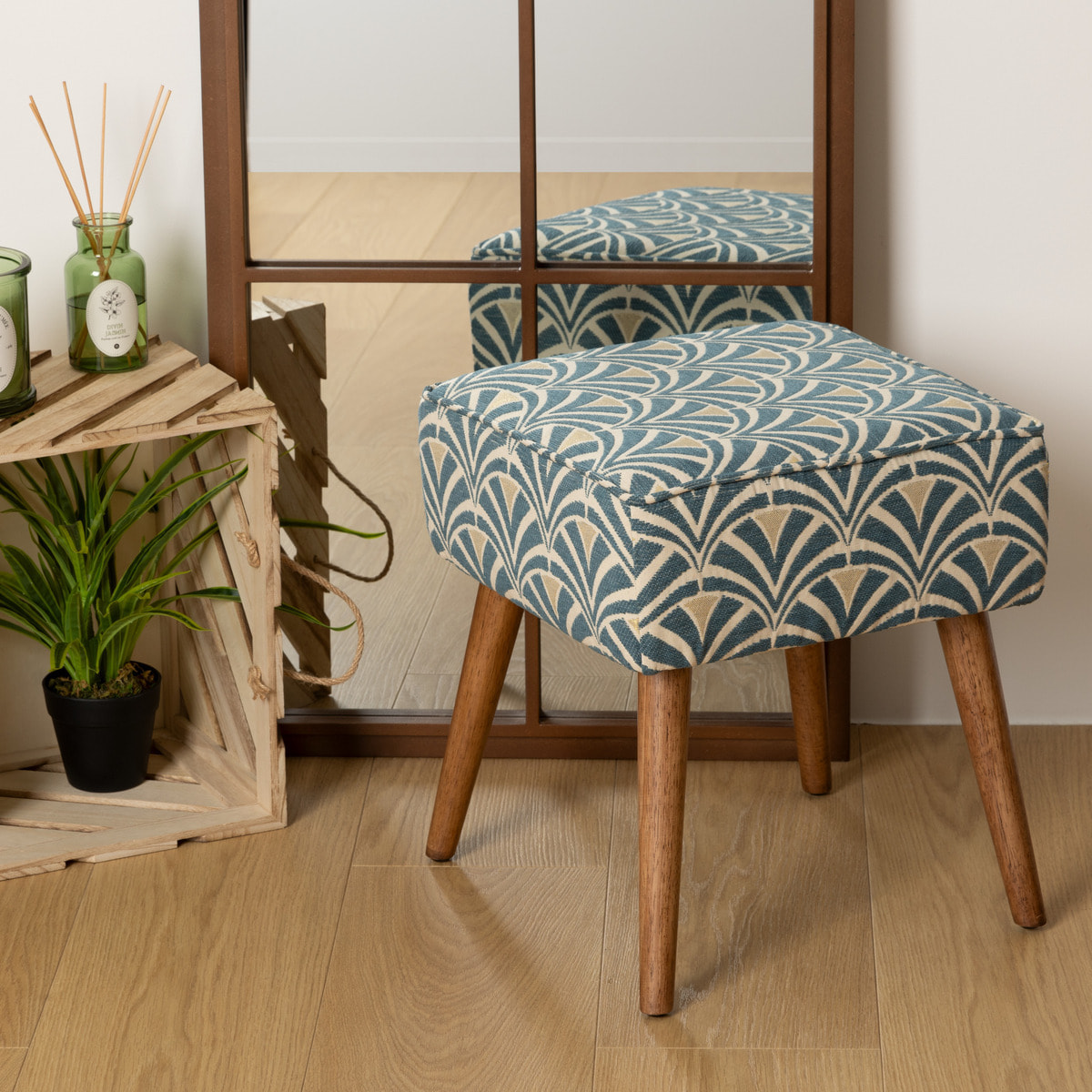 Tabouret d appoint Chiara bleu et blanc