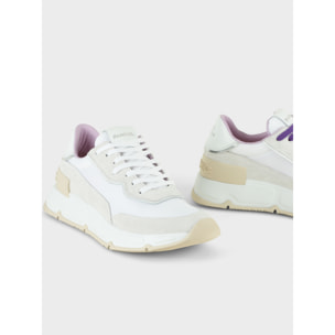 SNEAKER MUJER P06 DE NAILON ANTE Y PIEL EFECTO ESPEJO BLANCO