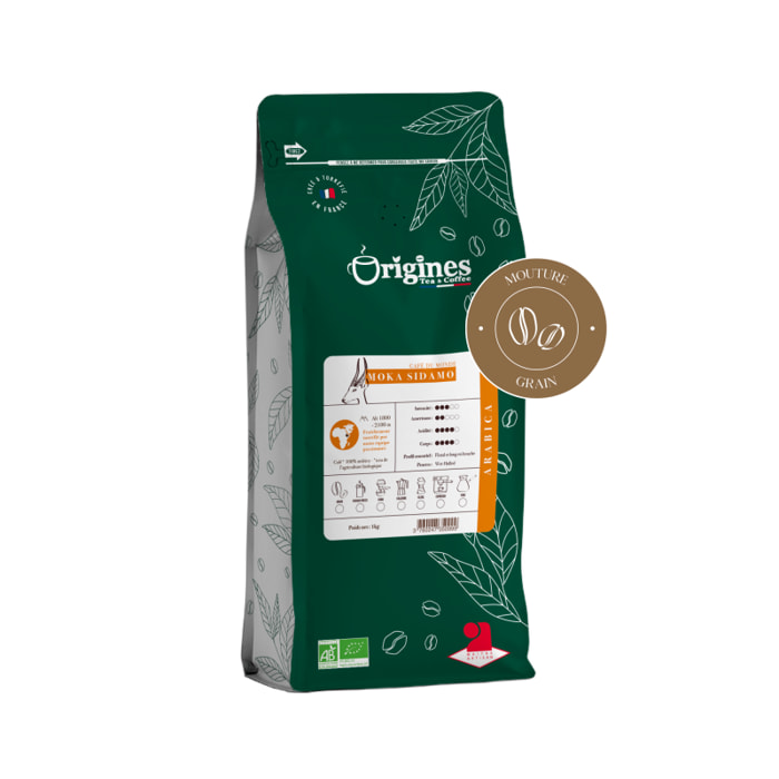 Café Bio Moka Sidamo - Pur Arabica - Grain 1 kg