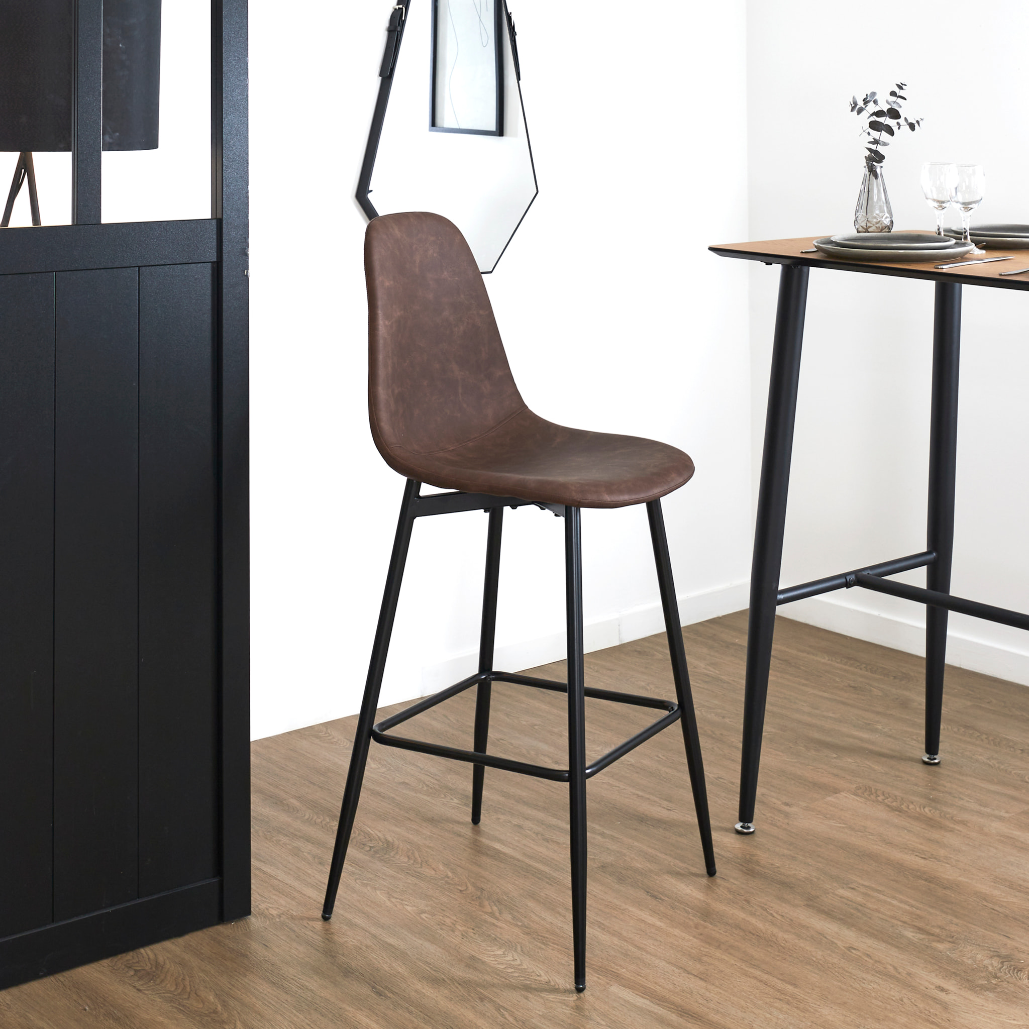Chaise De Bar Amber Marron M2 - Lot de 2