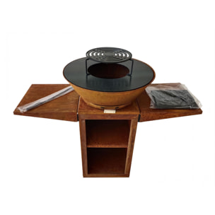 Barbecue avec plaque ronde, grill et support