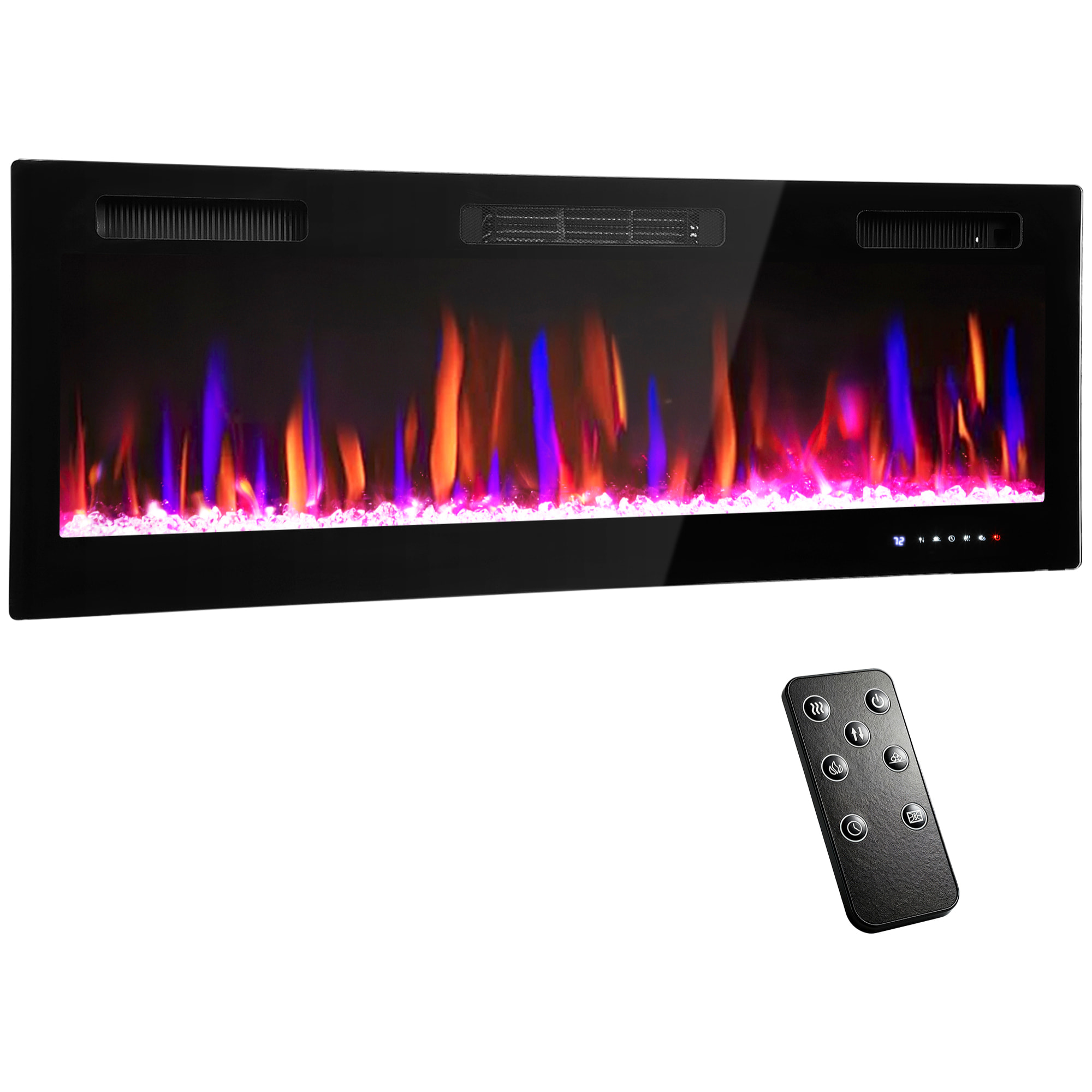 Cheminée électrique mural ou encastrable 900W/1800W nombreux effets réglables thermostat télécommande mode éco